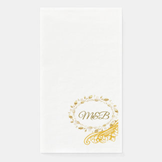Papier Serviette de mariage à monogramme en or élégant –