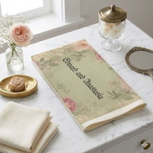 Serviette de mariage en dentelle, sauge et rose po