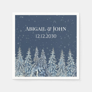 Papier Serviette de mariage en forêt hivernale rustique b