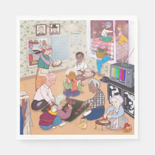 Papier Serviette de table en art familial vintage