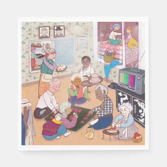 Papier Serviette de table en art familial vintage (Devant)