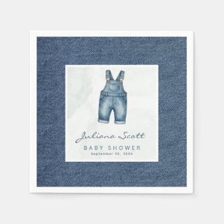 Papier Serviette en denim pour Baby Shower Watercolor Blu