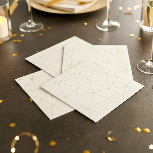Papier Serviette géométrique en or moderne (Modern gold geometric napkin.)