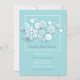 Papier Snowflakes Baby shower Blue Invitation