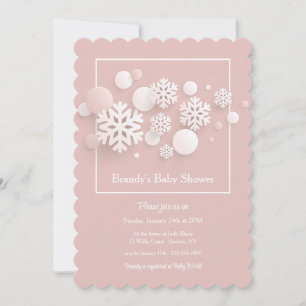 Papier Snowflakes Baby shower rose Invitation