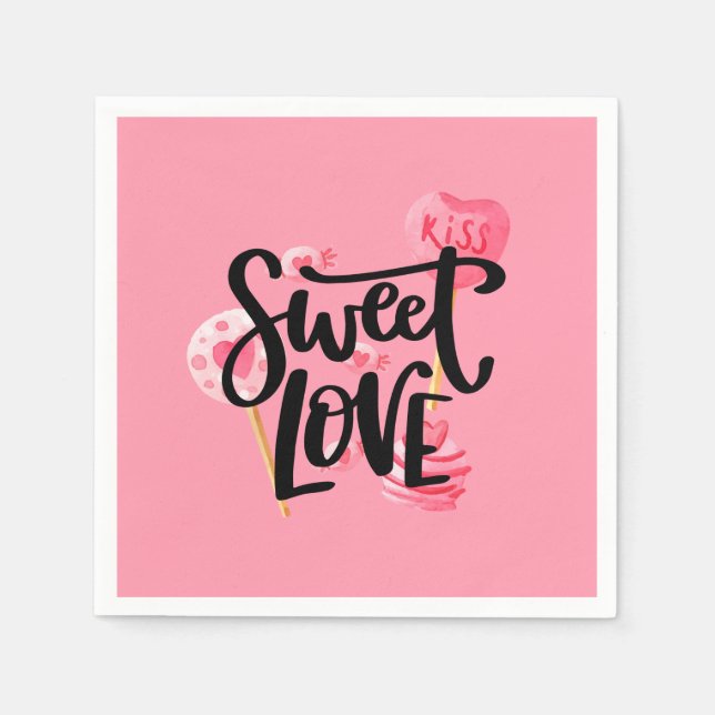 Papier Sweet Love Valentine Typographie | Serviette en Pa (Devant)