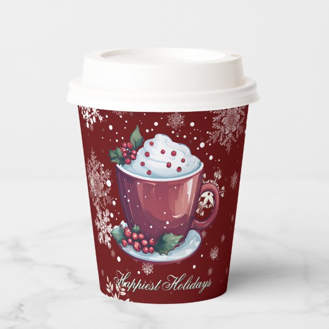 Papier Tasse de chocolat chaud de Noël | Gobelets en papi (Recto)