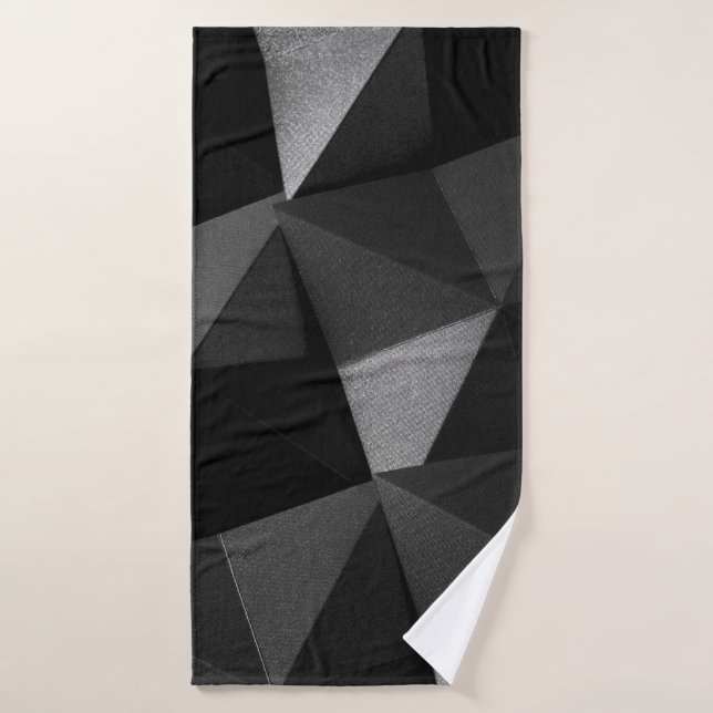Papier texturé plié noir origami brillant abstrait (Serviette de bain)