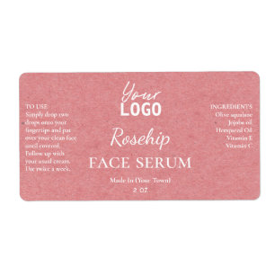 Papier Texture rose Étiquette de serum de rosehip