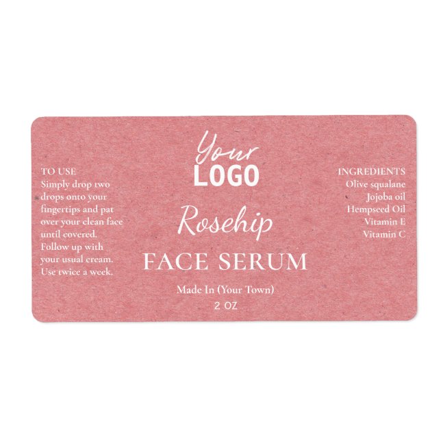 Papier Texture rose Étiquette de serum de rosehip (Devant)