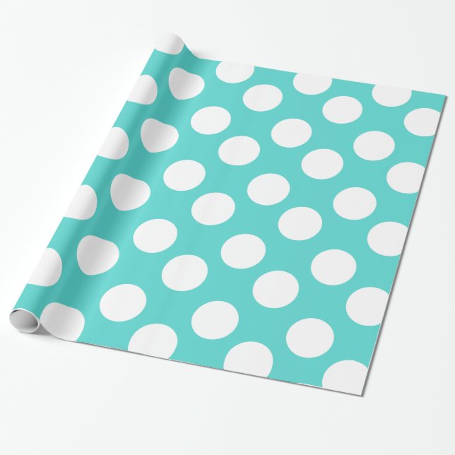 Papier turquoise et blanc d'emballage cadeau de (Déroulé)