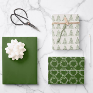 Papier vert moderne à enveloppement de Noël
