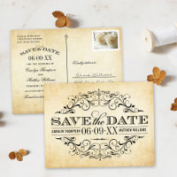 Papier Vieilli de Style Ancien Faire-Part de Date 