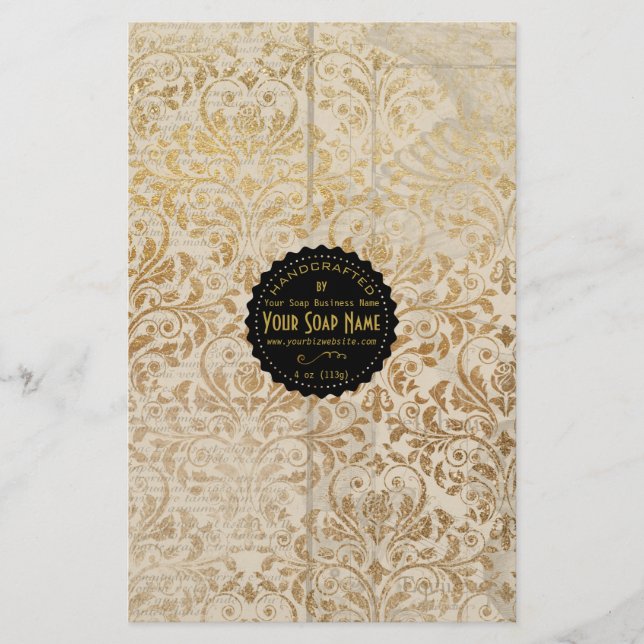 Papier Vintage à savon Gold Ephemera - Satin (Devant)