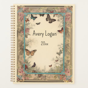 Papier vintage avec Fleurs et Papillons