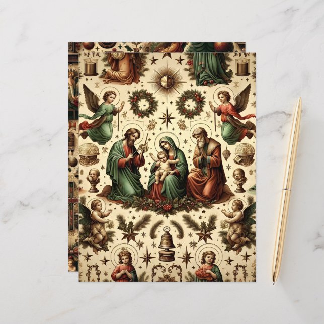 Papier vintage Christian Christmas Scrapbook (Devant/Arrière en situation)