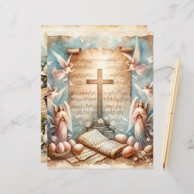 Papier vintage Christian Easter (Devant/Arrière en situation)