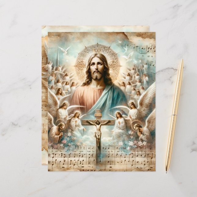 Papier vintage Christian Easter (Devant/Arrière en situation)