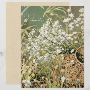 Papier vintage Motif Floral Fleur Blanche