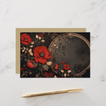 Papier Vintage rouge et noir floral