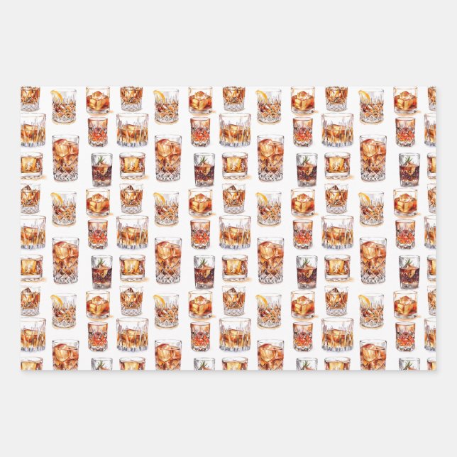 Papier Whiskey Wrapping - Papier cadeau Cocktail (Devant)