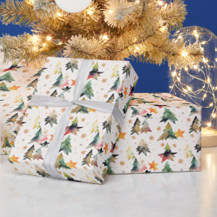 Papiers Cadeaux Aquarelle Arbres de Noël Modernes