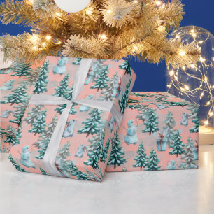 Papiers Cadeaux Arbres de Noël et Bonhommes de Nei