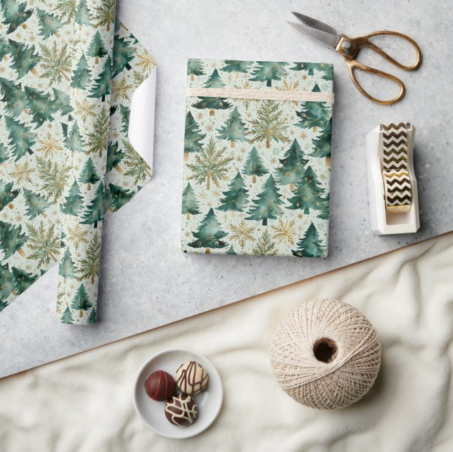 Papiers Cadeaux Arbres de Noël & Flocons (Artisanat)