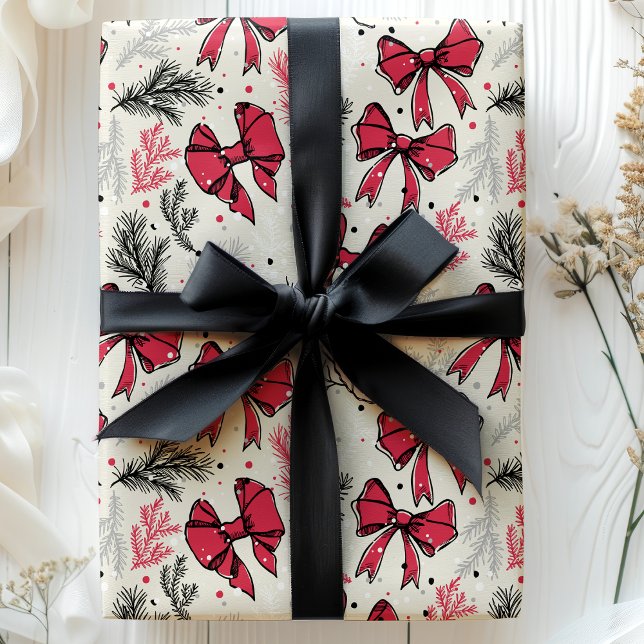 Papiers cadeaux de Noël vintage rubans rouges (Créateur téléchargé)