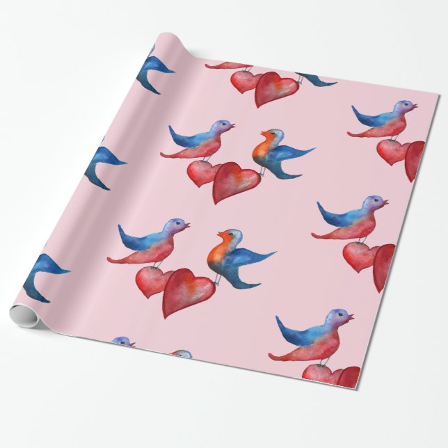 Papiers cadeaux Oiseaux de l'amour, Oiseaux à l'aq (Déroulé)