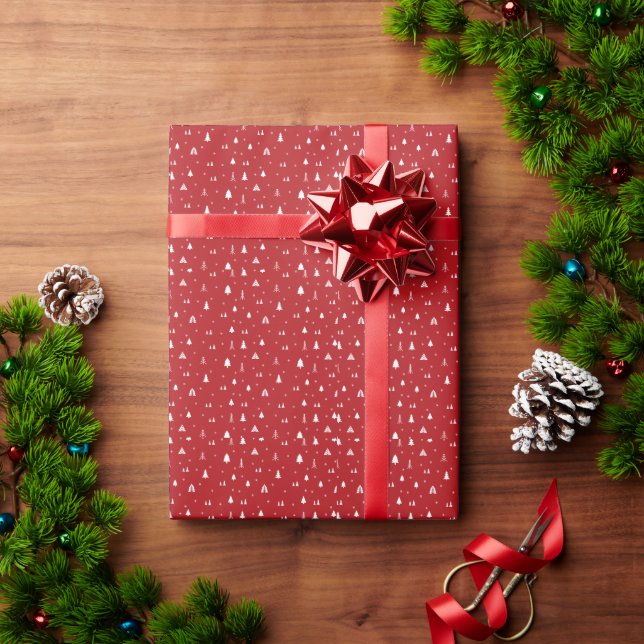 Papiers Cadeaux Sapins de Noël et Flocons (Cadeau de vacances)