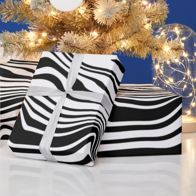 Papiers Cadeaux Vos Couleurs Vagues Noir Blanc (Vacances)