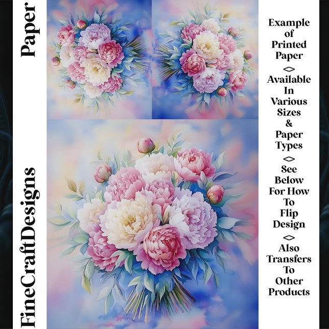 Papiers Craft Romantiques Fleurs de Peonies à l'aq (Créateur téléchargé)