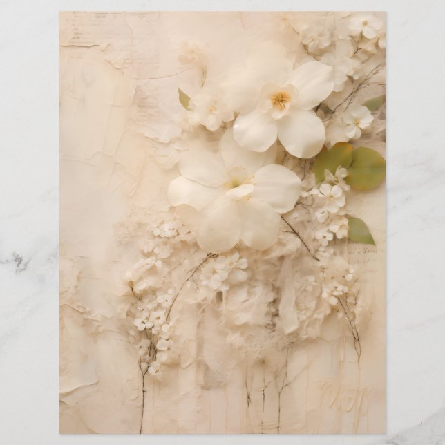 Papiers de scrapbooking Fleurs en dentelle beige S (Devant)