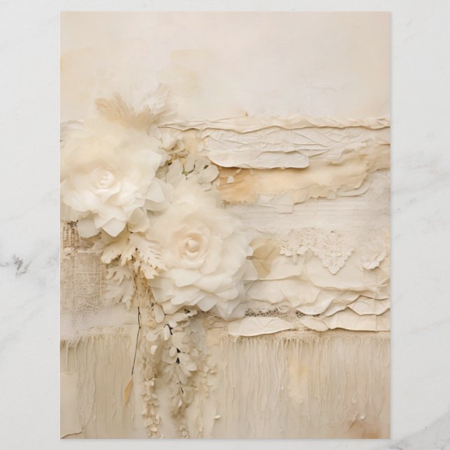 Papiers vintage shabby chic beige en dentelle pour (Devant)