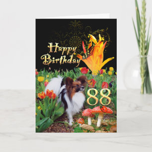 Papillion chien Happy 88 Carte d'anniversaire Spéc