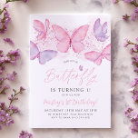 Papillon 1er anniversaire Invitation Pink Purple G<br><div class="desc">Beurre 1er anniversaire invitation avec papillons rose et violet. L'invitation parfait pour vos petites filles fête de premier anniversaire.</div>