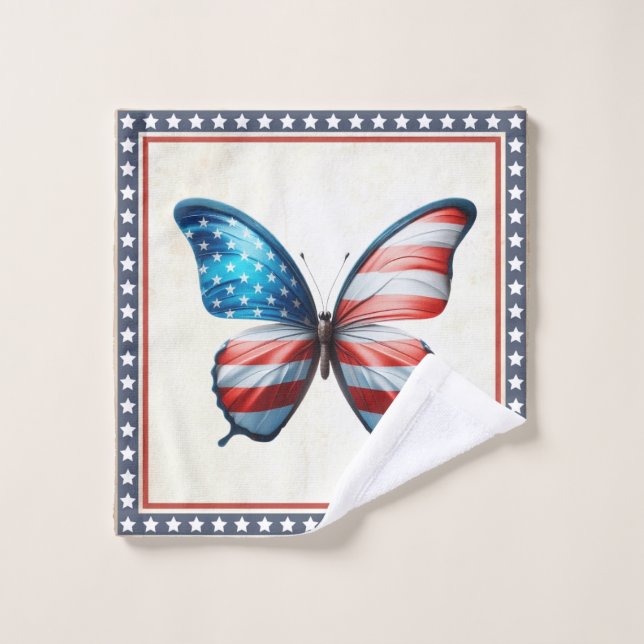 papillon 4 juillet patriotique américain (Gant de toilette)