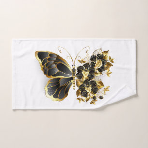 Papillon à fleurs d'or avec orchidée noire