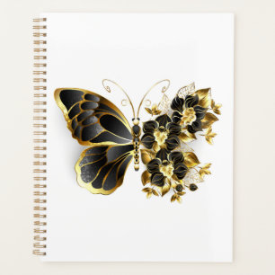 Papillon à fleurs d'or avec orchidée noire