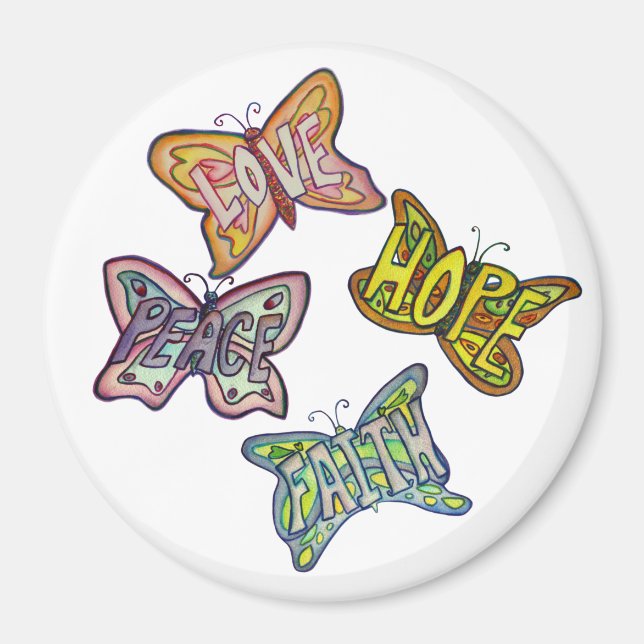 Papillon Ailes Word Art Cadeau Aimants frigo (Devant)