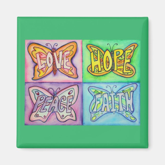 Papillon Ailes Word Art Inspiration Frigo Aimant (Devant)