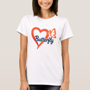 Papillon amour du coeur T-shirt femme romantique