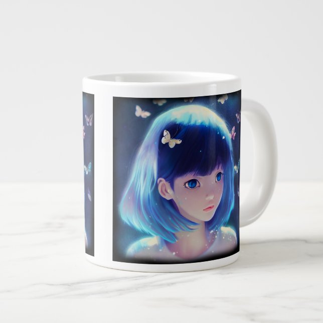 Papillon Anime Girl Jumbo Mug (Devant droit)