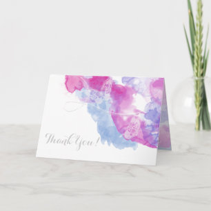 Papillon aquarelle Bonheur Framboise Merci