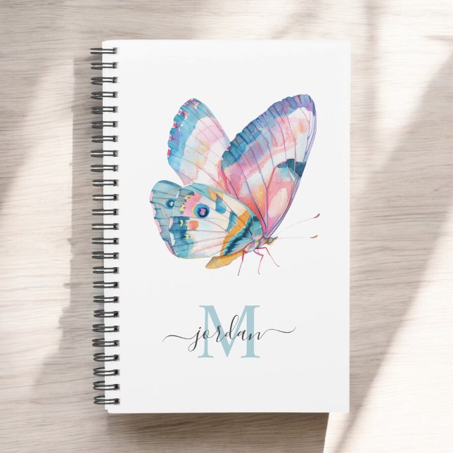 Papillon aquarelle coloré avec monogramme (Personalize with your name and monogram initial.)