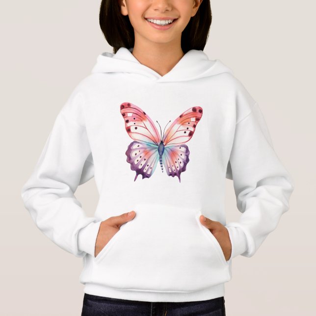 Papillon aquarelle en rose violet et bleu (Devant)