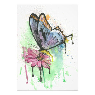 Papillon aquarelle sur fleur, photo