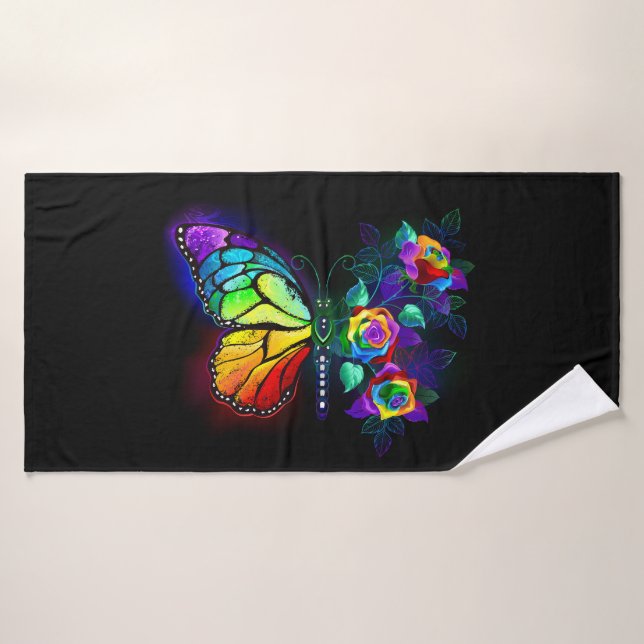 Papillon arc-en-ciel (Serviette de bain)