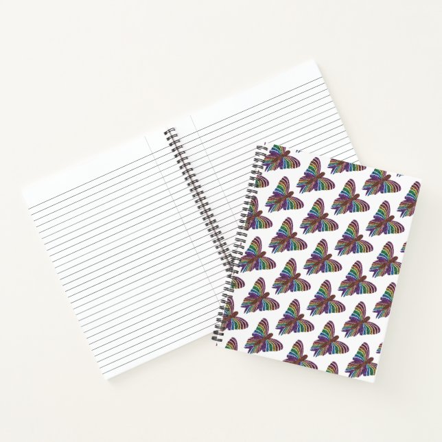 Papillon Arc-en-ciel (blanc) - Cahier (Intérieur)